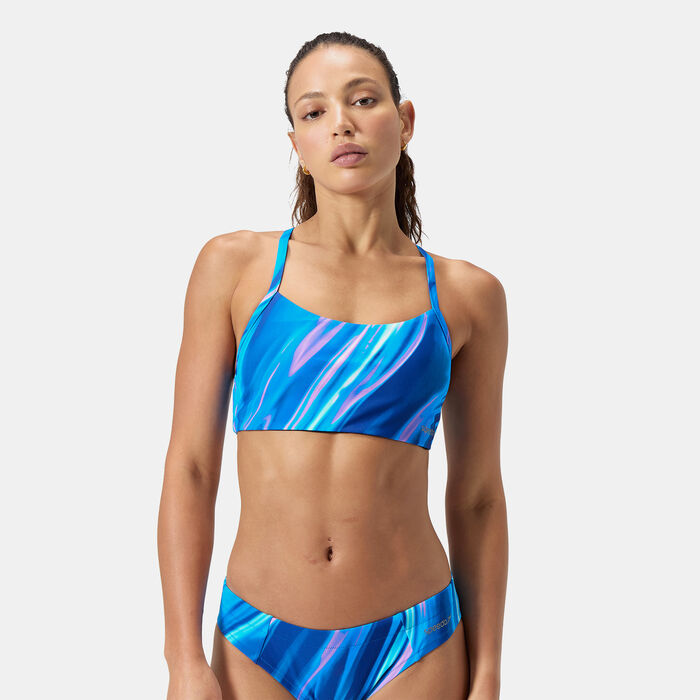 Speedo Women's Printed Racerback Swimming Top Blue image number 0