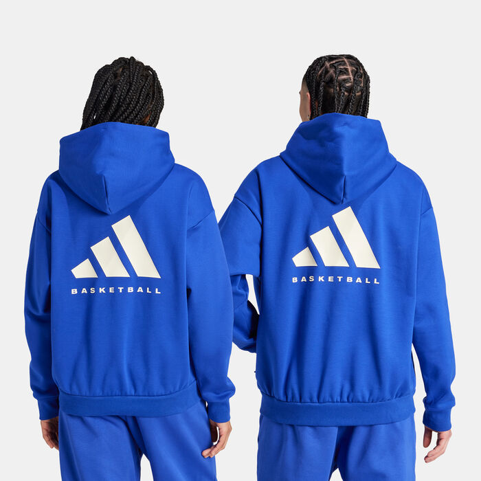 adidas Logo Basketball Fleece Hoodie Blue adidas Logo Basketball Fleece Hoodie Blue image number 3