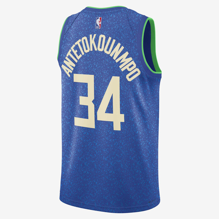 Nike Men's NBA Giannis Antetokounmpo Milwaukee Bucks City Edition 2023/24 Dri-FIT Swingman Jersey Blue Nike Men's NBA Giannis Antetokounmpo Milwaukee Bucks City Edition 2023/24 Dri-FIT Swingman Jersey Blue image number 1