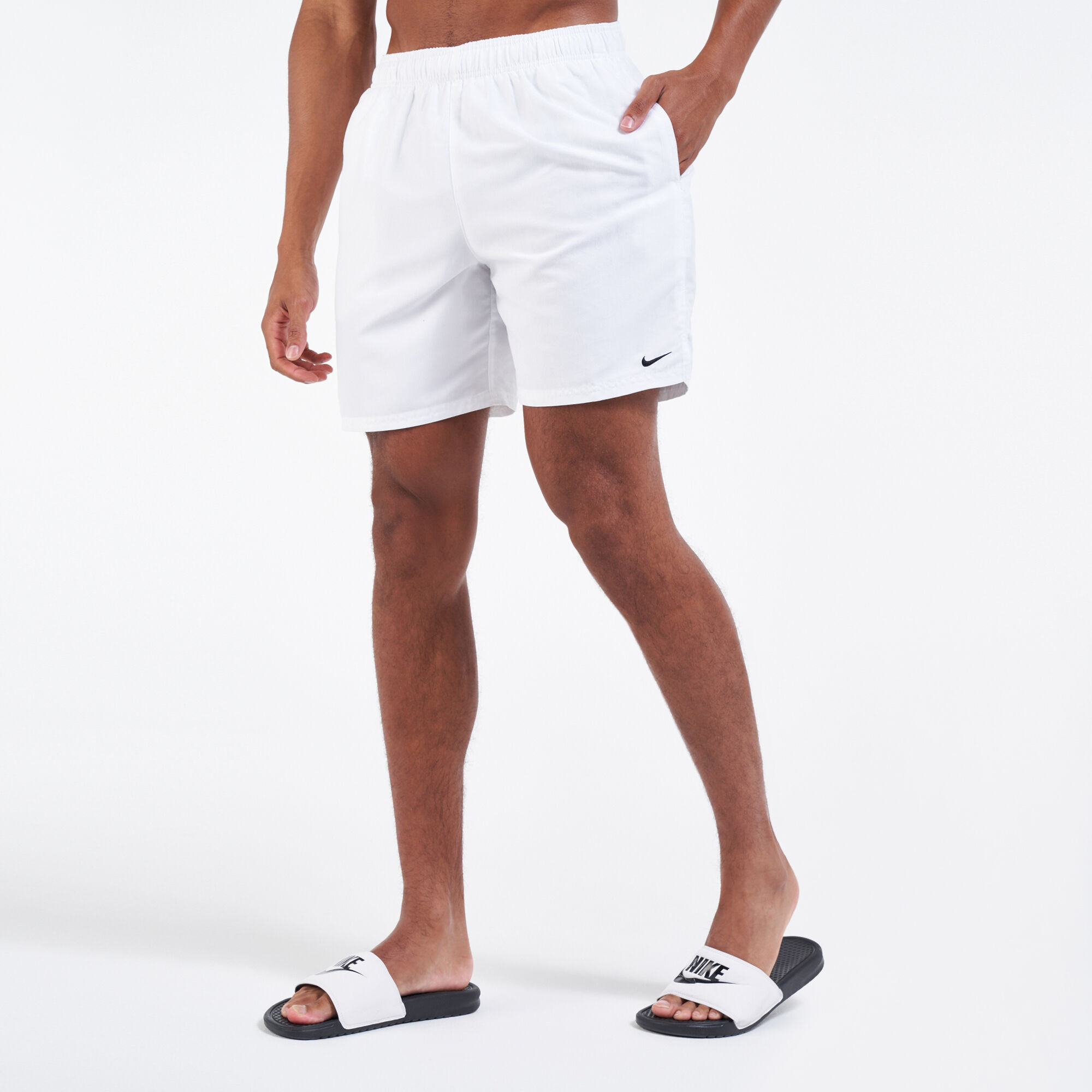 White sales volley shorts