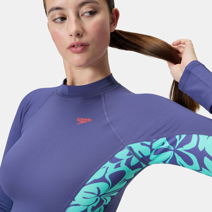 Speedo Womens Printed Swimming Rashguard Purple Speedo Womens Printed Swimming Rashguard Purple image number 3