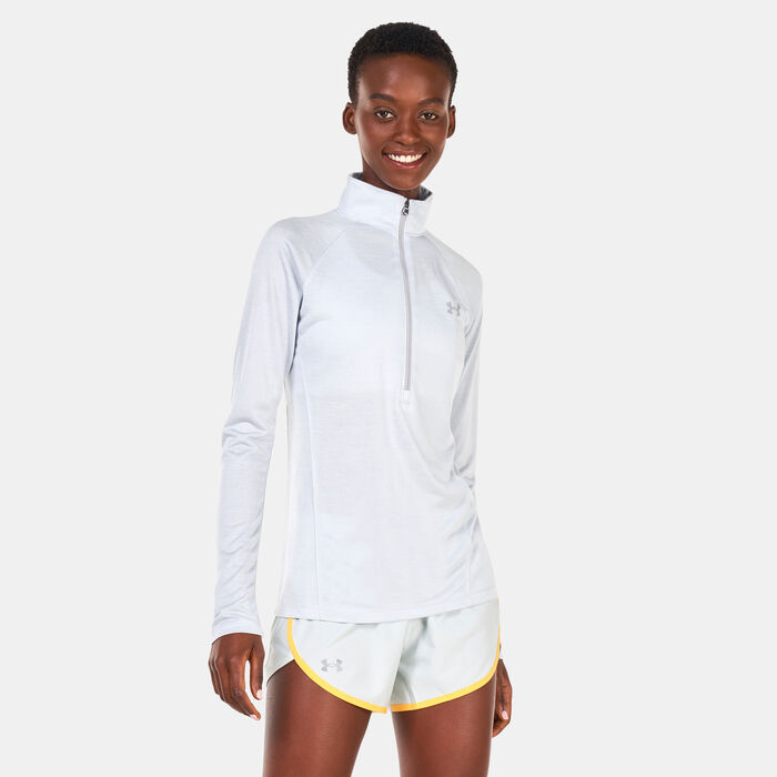 Under Armour Women's UA Tech Twist ½ Zip Training Top Grey Under Armour Women's UA Tech Twist ½ Zip Training Top Grey image number 0
