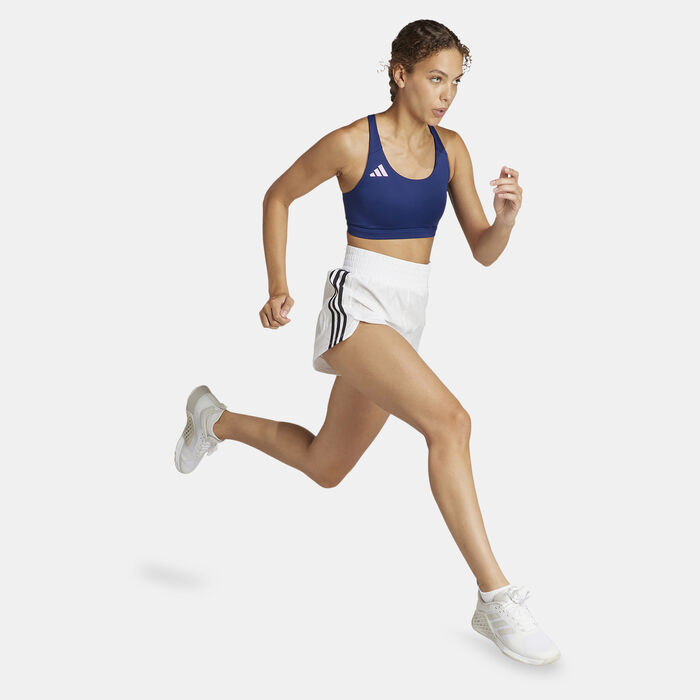 adidas Womens' Adizero Essentials Run Medium-Support Sports Bra Blue image number 2