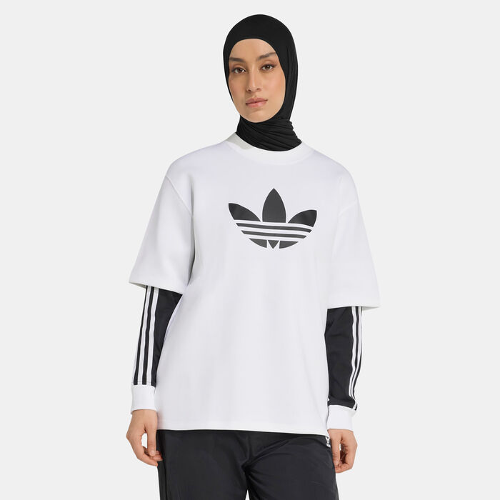 adidas Originals Women's Adicolor Spacer Trefoil T-Shirt White image number 0