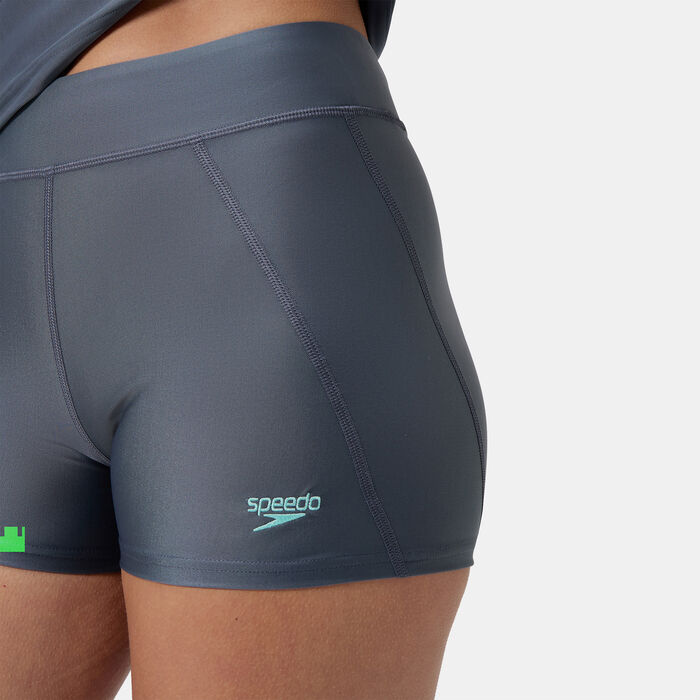 Speedo Women's Solid Panel Swimming Shorts Blue Speedo Women's Solid Panel Swimming Shorts Blue image number 4