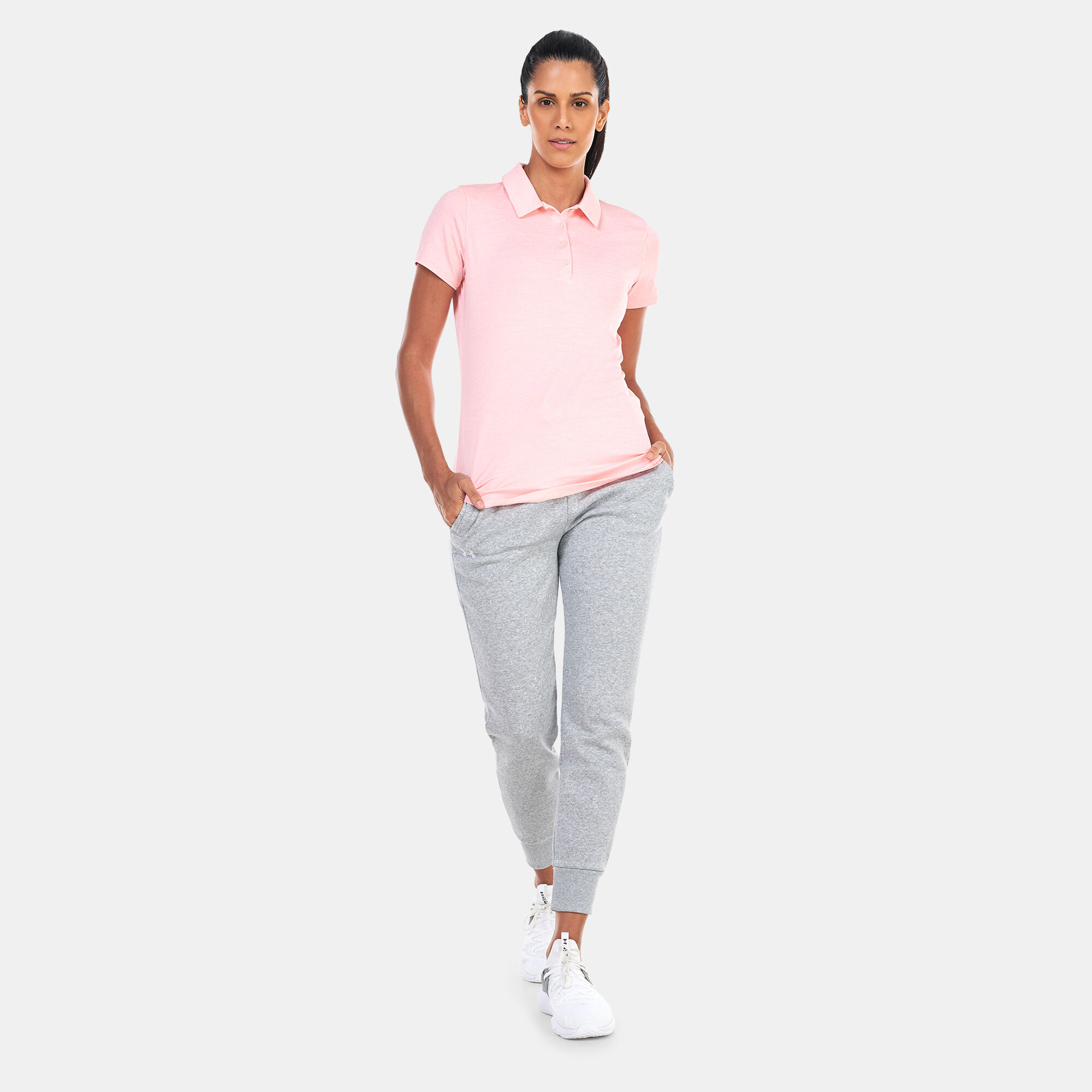Under armour pink polo shirt cheap
