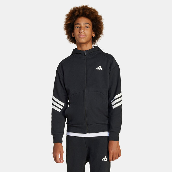 adidas Kids' Future Icons 3-Stripes Full-Zip Hoodie Black adidas Kids' Future Icons 3-Stripes Full-Zip Hoodie Black image number 0