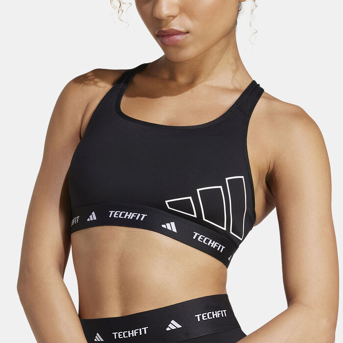 adidas Women's TECHFIT Medium-Support Training Sports Bra Black adidas Women's TECHFIT Medium-Support Training Sports Bra Black image number 3