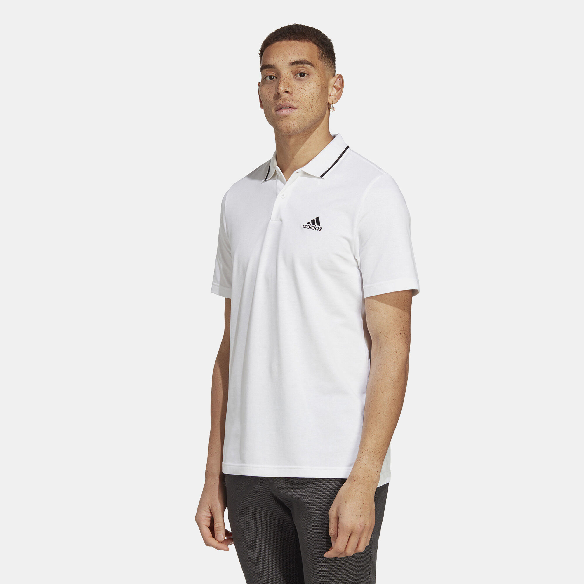 Men s Essentials Pique 3 Stripes Polo Shirt White adidas in KSA SSS