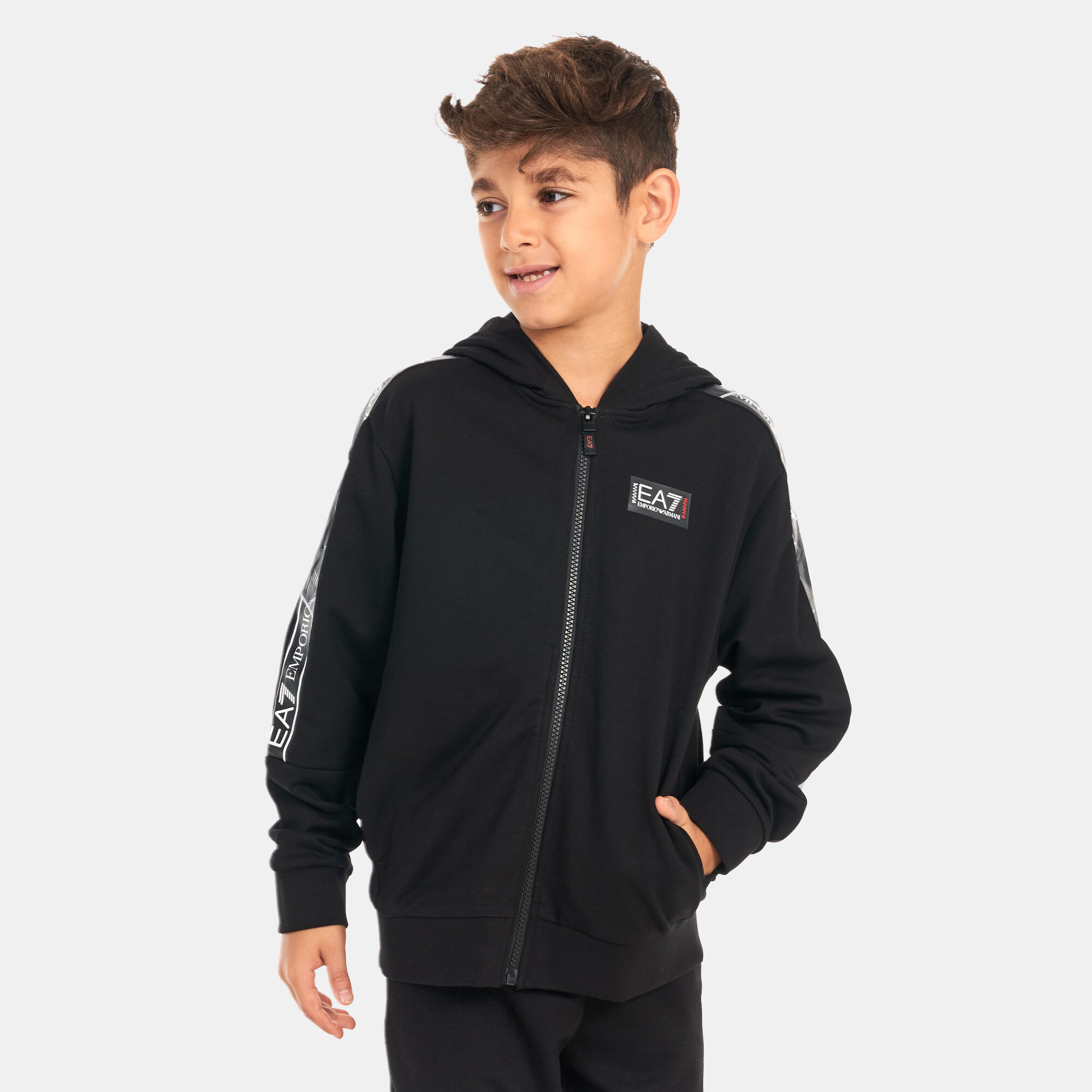 Buy EA7 Emporio Armani Kids Logo Series Full Zip Hoodie Black in