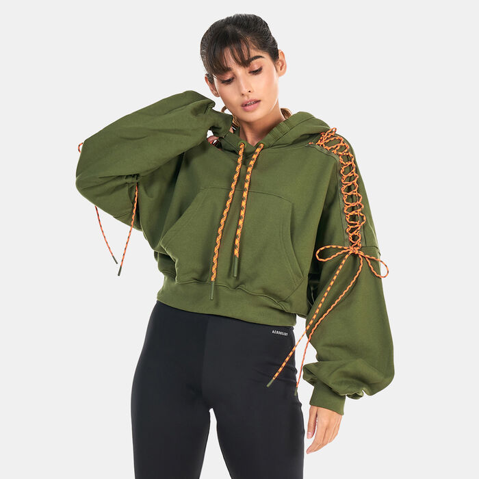 adidas Originals Women's X IVY Park Oversized Hoodie Green adidas Originals Women's X IVY Park Oversized Hoodie Green image number 0