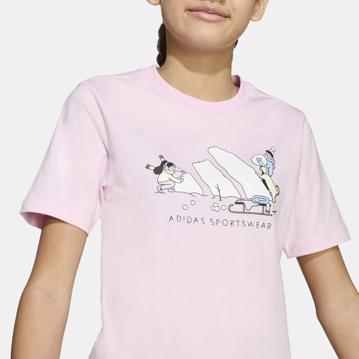 adidas Kids' Winter Sports Graphic T-Shirt Pink image number 3