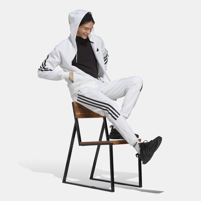 adidas Men's Future Icons 3-Stripes Full-Zip Hoodie White adidas Men's Future Icons 3-Stripes Full-Zip Hoodie White image number 2