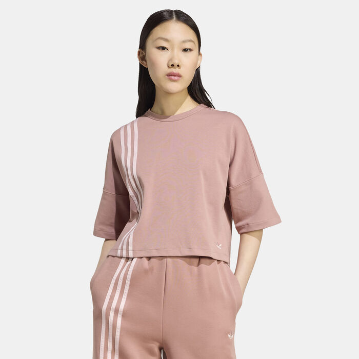 adidas Originals Women's Off-Placed 3-Stripes T-Shirt Pink adidas Originals Women's Off-Placed 3-Stripes T-Shirt Pink image number 0