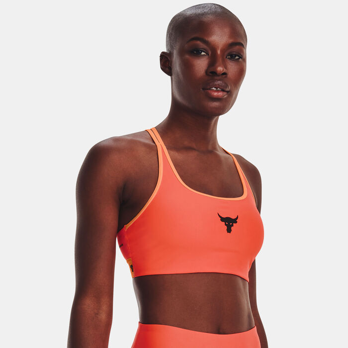 Under Armour Women's Project Rock Crossback Family Sports Bra Orange Under Armour Women's Project Rock Crossback Family Sports Bra Orange image number 0