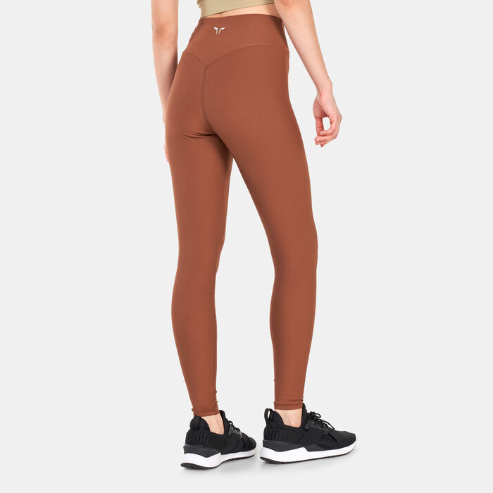 SQUATWOLF Women's Bodymap Rib Leggings Brown SQUATWOLF Women's Bodymap Rib Leggings Brown image number 1
