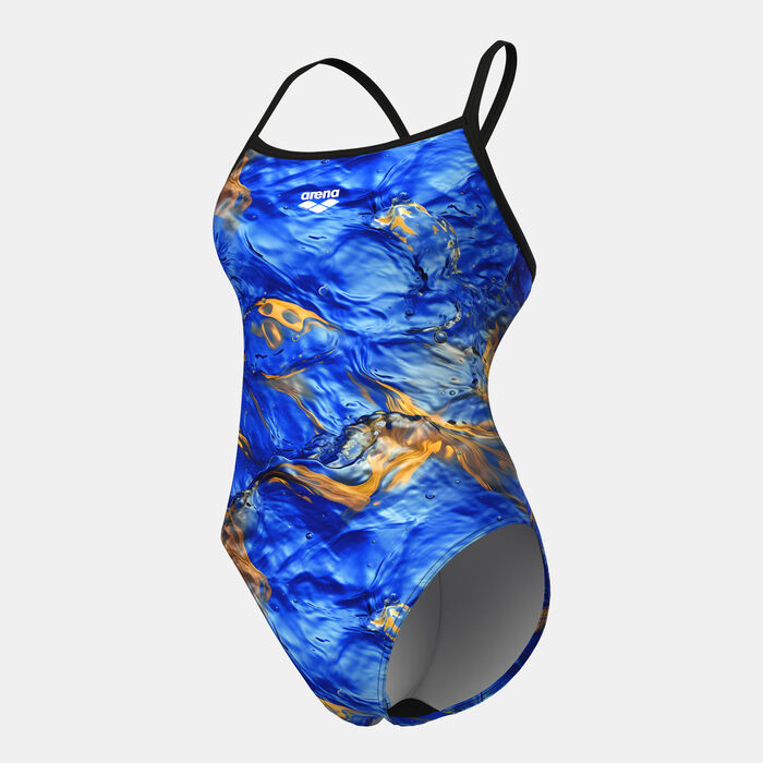 Arena Women's Allover Print One-Piece Swimsuit Blue Arena Women's Allover Print One-Piece Swimsuit Blue image number 2