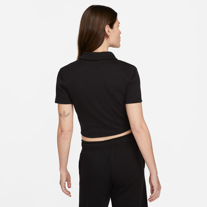 Nike Women's Sportswear Essential Polo Shirt Black Nike Women's Sportswear Essential Polo Shirt Black image number 1