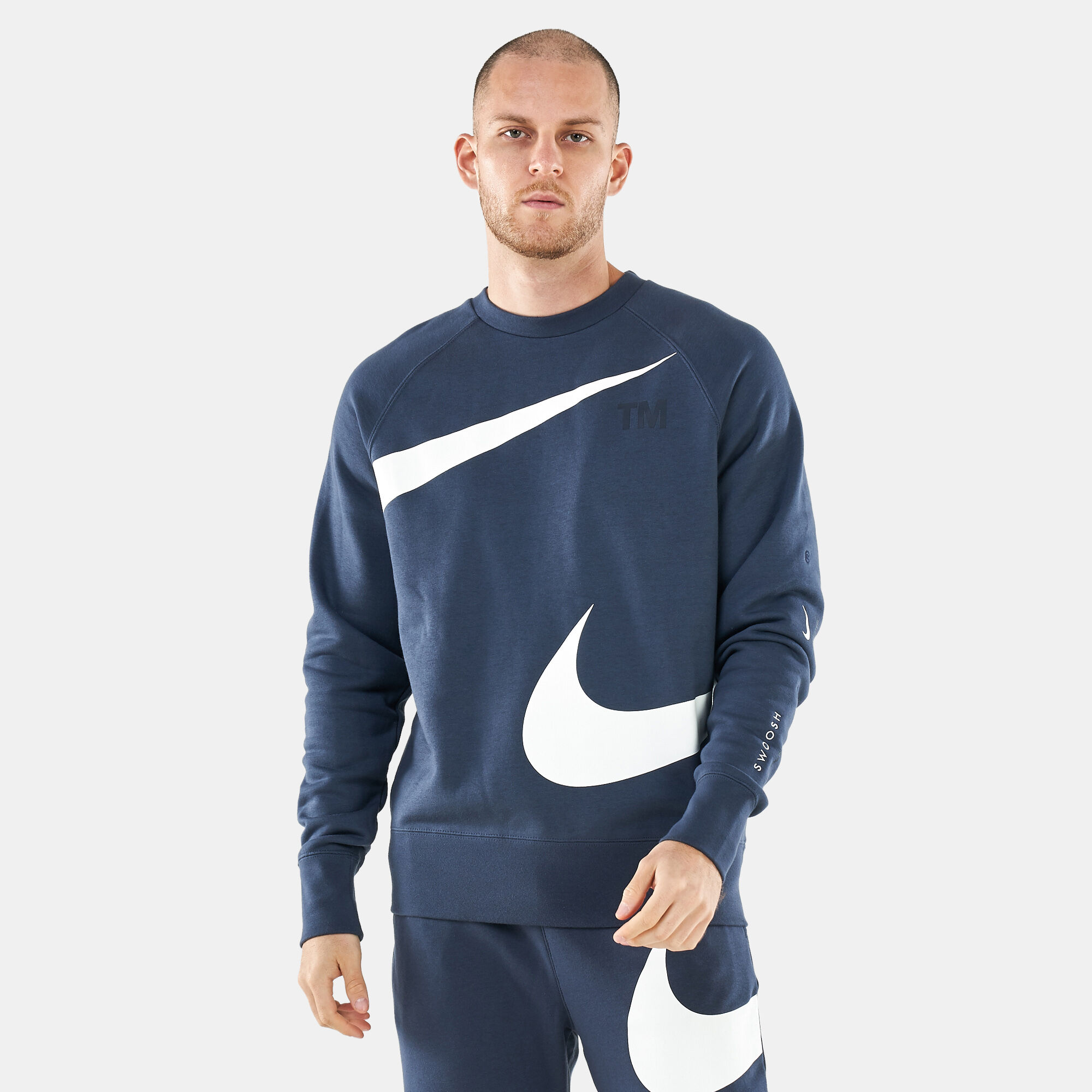 Nike swoosh deals sweatshirt blue