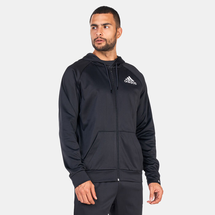 adidas Men's AEROREADY Game and Go Small Logo Full-Zip Hoodie Black image number 0