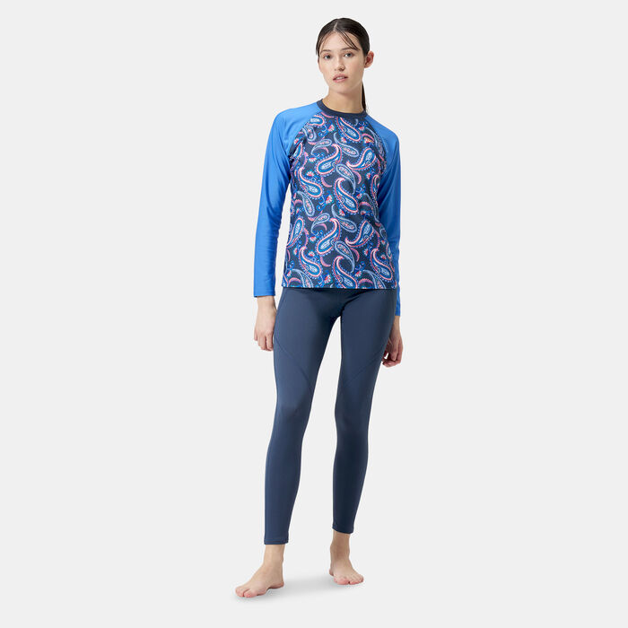 Speedo Women's Long Sleeve Swimming Rashguard Blue Speedo Women's Long Sleeve Swimming Rashguard Blue image number 2