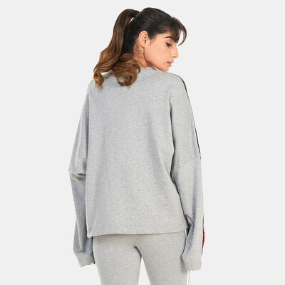 adidas Women's Moletinho 3-Stripes Flower Patch Sweatshirt Grey adidas Women's Moletinho 3-Stripes Flower Patch Sweatshirt Grey