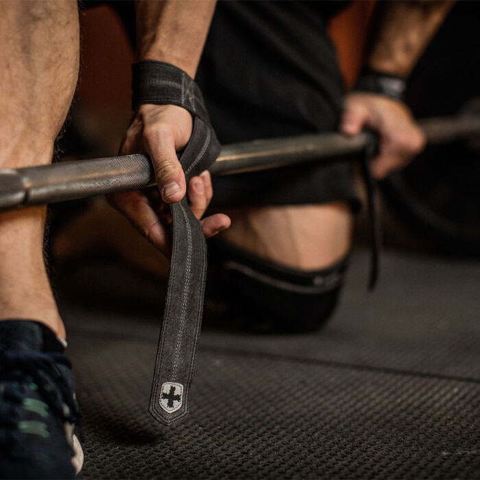Harbinger Leather Weight Lifting Straps (1 Pair) Black Harbinger Leather Weight Lifting Straps (1 Pair) Black image number 3