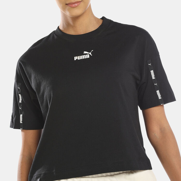 PUMA Women's Power Tape Cropped T-Shirt Black PUMA Women's Power Tape Cropped T-Shirt Black image number 3