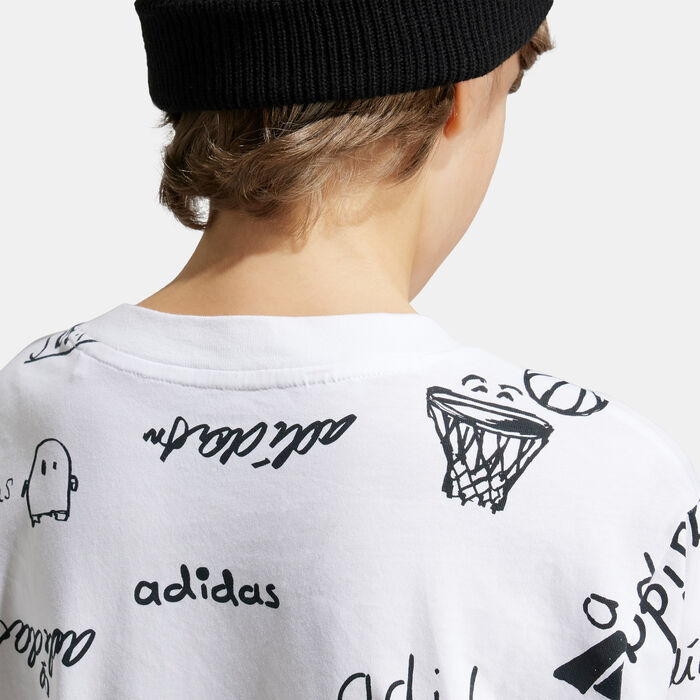 adidas Kids' Brand Love Long T-Shirt White image number 3