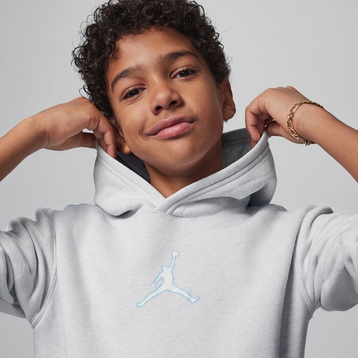Jordan Kids' MJ Flight MVP Pullover Hoodie Grey Jordan Kids' MJ Flight MVP Pullover Hoodie Grey image number 1