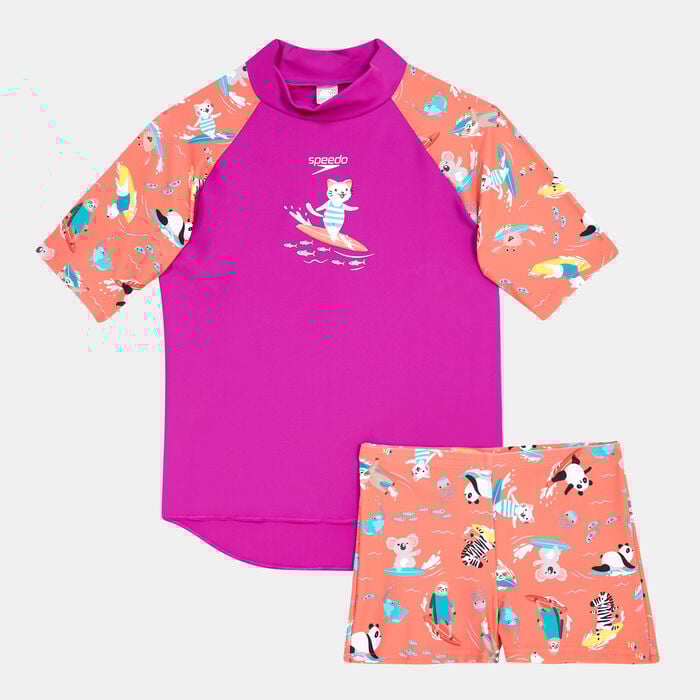 Speedo Kids' Digital Rash Swim Top and Shorts Set Multi-Color Speedo Kids' Digital Rash Swim Top and Shorts Set Multi-Color image number 0