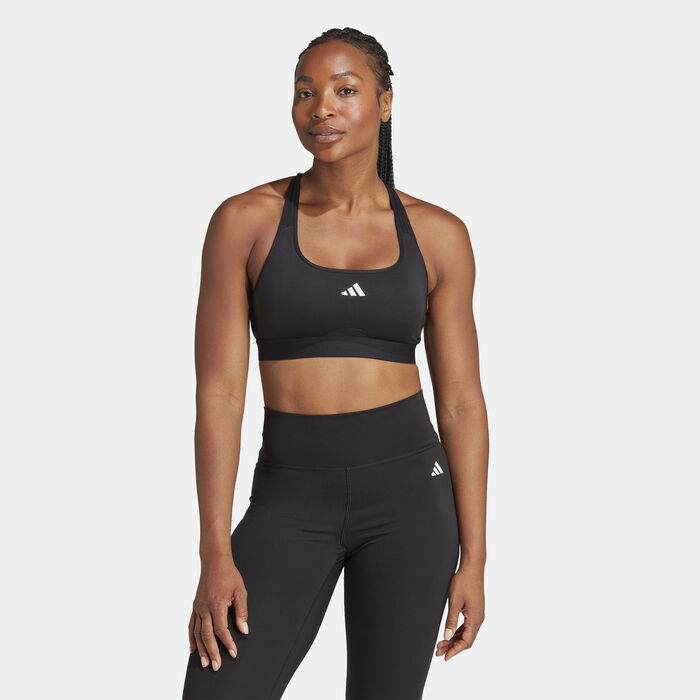 adidas Women's Powerimpact Medium-Support Training Sports Bra Black image number 0