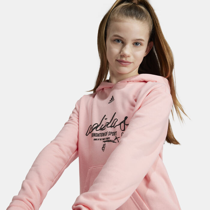 adidas Kids' Brand Love Hooded Dress Pink image number 3