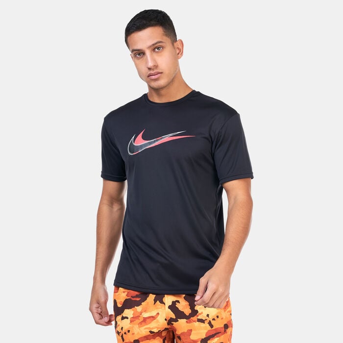 Nike Swim Men's Printed Hydroguard Swimming T-Shirt Black Nike Swim Men's Printed Hydroguard Swimming T-Shirt Black image number 0