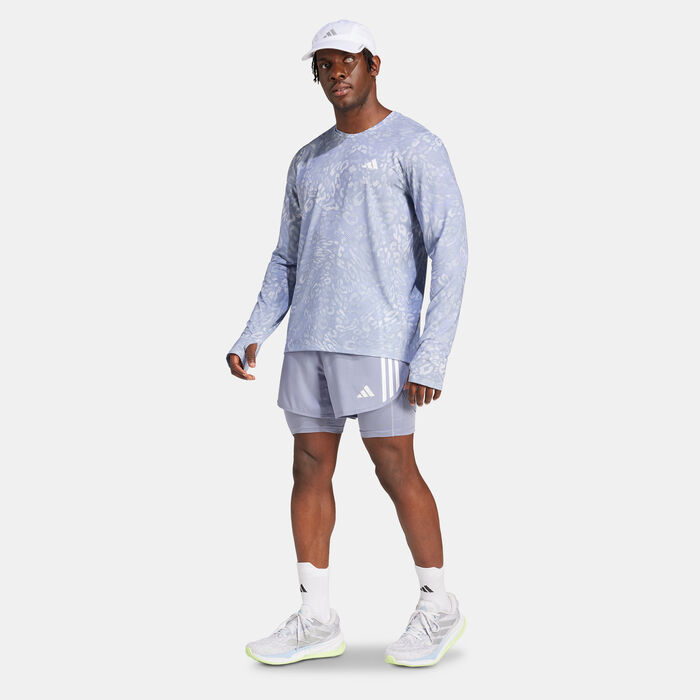 adidas Men's Own the Run 3-Stripes 2-in-1 Shorts Grey adidas Men's Own the Run 3-Stripes 2-in-1 Shorts Grey image number 2