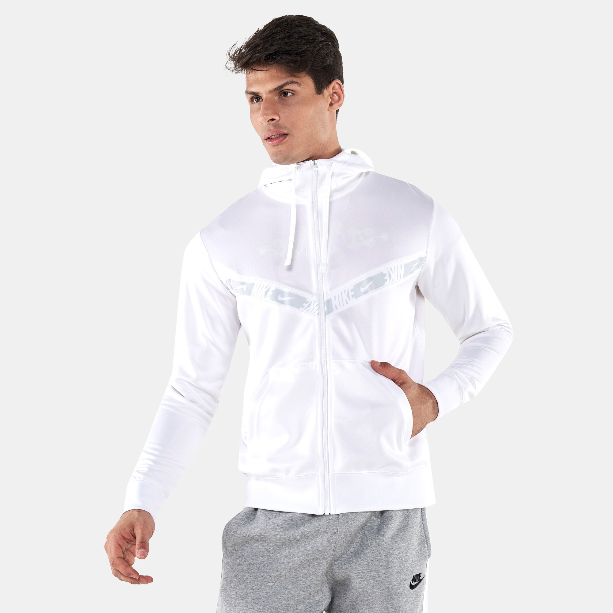 White nike hoodie full zip cheap