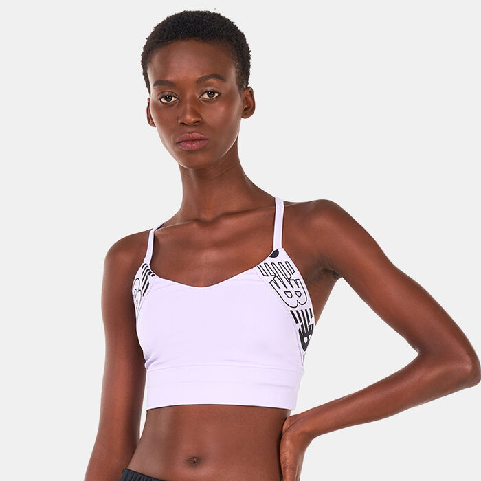 New Balance Women's Relentless Crop Sports Bra White New Balance Women's Relentless Crop Sports Bra White image number 0