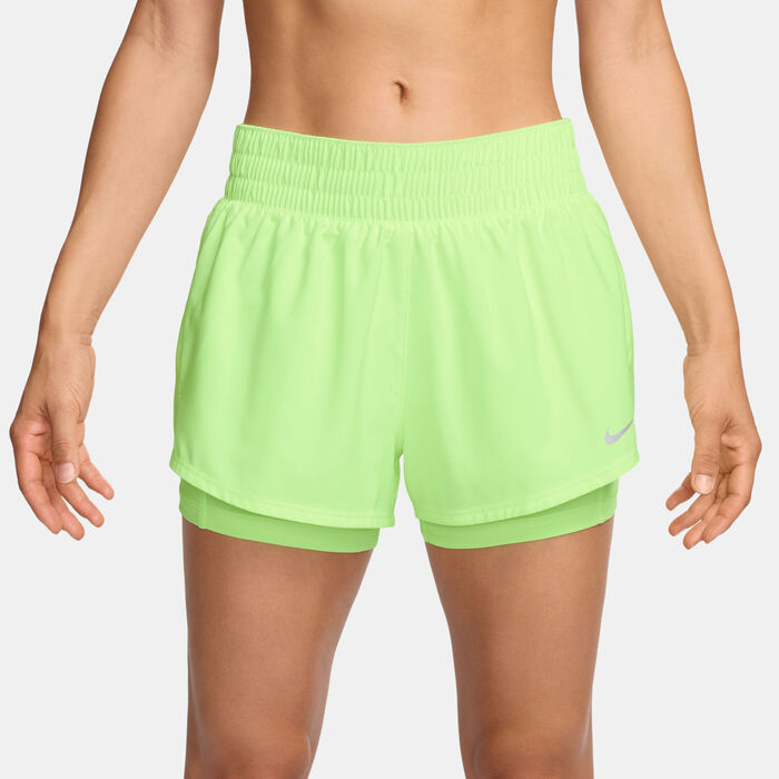 Nike Women's One Dri-FIT Mid-Rise 2-in-1 Shorts Green Nike Women's One Dri-FIT Mid-Rise 2-in-1 Shorts Green image number 0