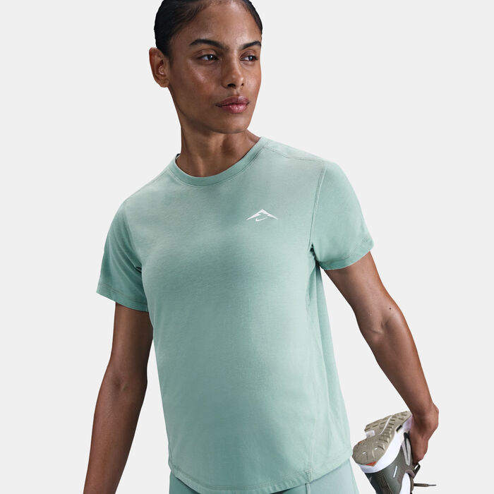 Nike Women's Trail Dri-FIT Running Top Green Nike Women's Trail Dri-FIT Running Top Green image number 3