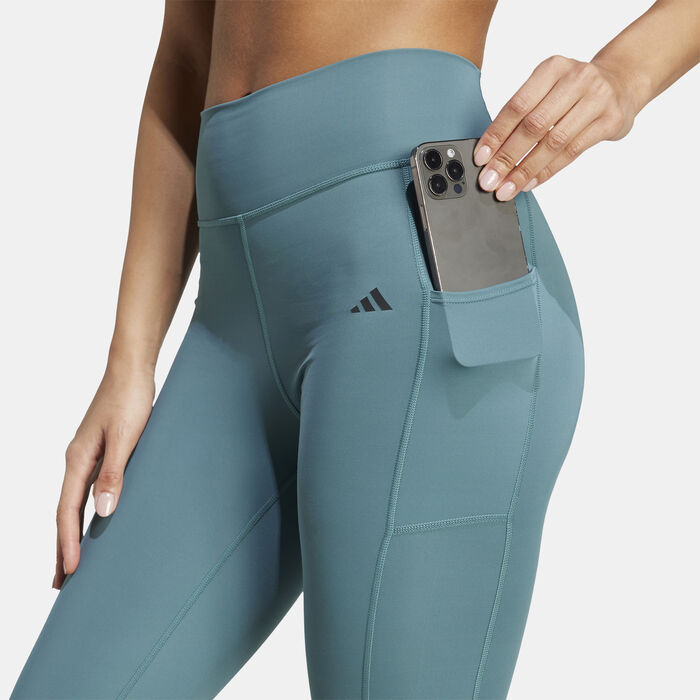 adidas Women's Optime Stash 7/8 Training Leggings Green adidas Women's Optime Stash 7/8 Training Leggings Green image number 3