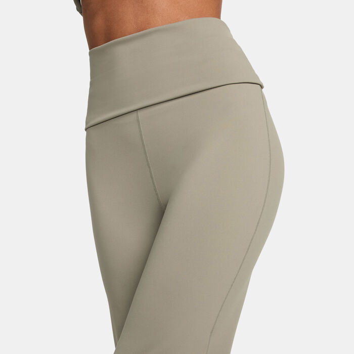 Nike Women's One Dri-FIT Fold-Over Yoga Pants Grey Nike Women's One Dri-FIT Fold-Over Yoga Pants Grey image number 3