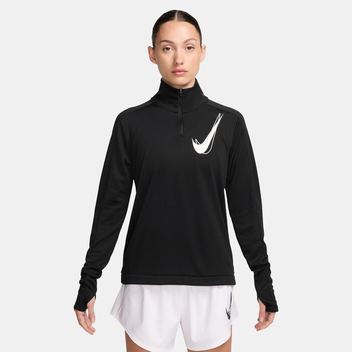 Nike Women's Swoosh Dri-FIT 1/2-Zip Mid Layer Running Top Black image number 0