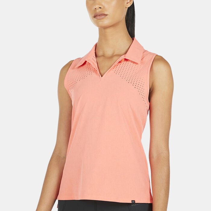 Nike Golf Women's Golf Flex Ace Sleeveless Polo Shirt Orange Nike Golf Women's Golf Flex Ace Sleeveless Polo Shirt Orange image number 3