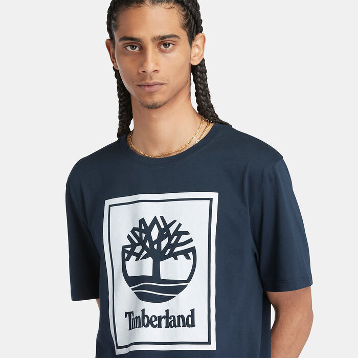 Timberland Men's Stack Logo T-Shirt Blue Timberland Men's Stack Logo T-Shirt Blue image number 3