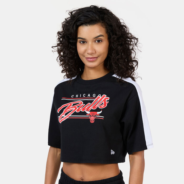 New Era Women's NBA Chicago Bulls Colourblock Crop Top Black image number 0