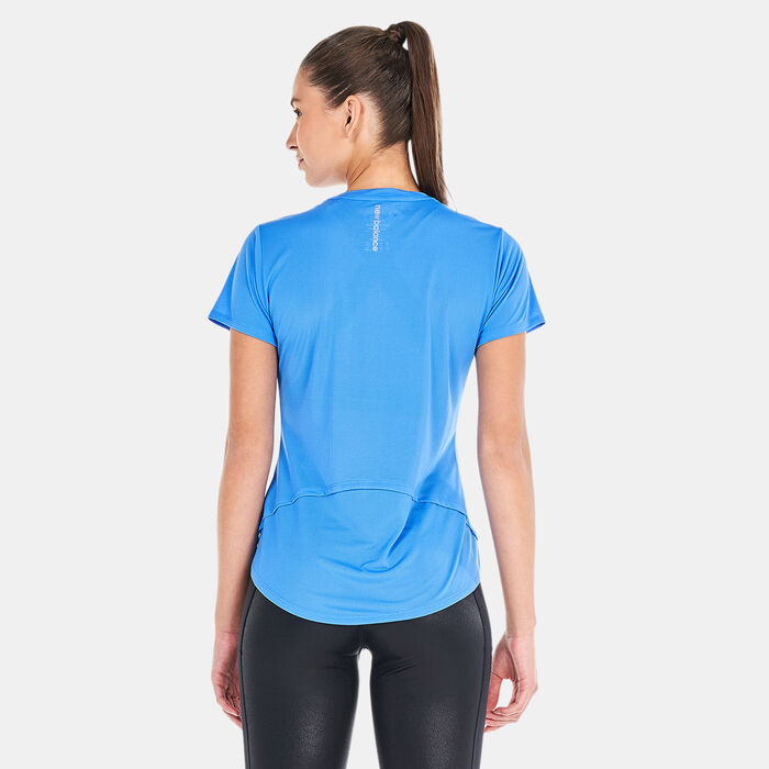New Balance Women's Accelerate Graphic Logo T-Shirt Blue New Balance Women's Accelerate Graphic Logo T-Shirt Blue image number 1