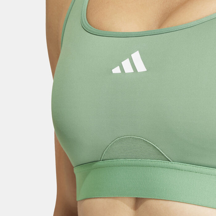 adidas Women's Powerreact Medium-Support Sports Bra Green adidas Women's Powerreact Medium-Support Sports Bra Green image number 3