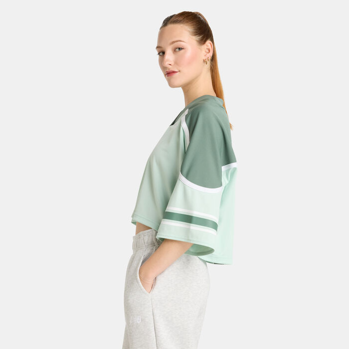New Balance Women's Jersey Mesh T-Shirt Green New Balance Women's Jersey Mesh T-Shirt Green image number 2
