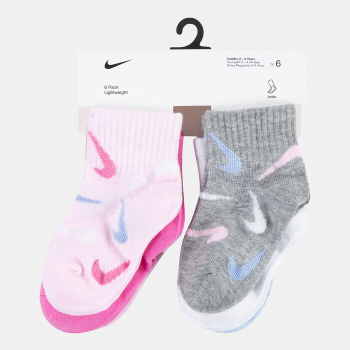 Nike Kids' Swooshfetti Ankle Socks (6 Pairs) Pink image number 1
