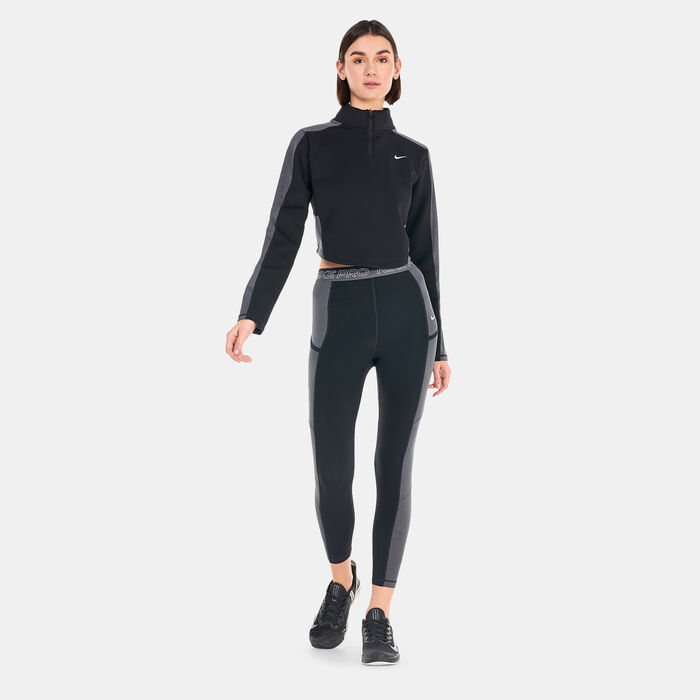 Nike Women's Dri-FIT Long-Sleeve 1/4-Zip Training T-Shirt Black Nike Women's Dri-FIT Long-Sleeve 1/4-Zip Training T-Shirt Black image number 2